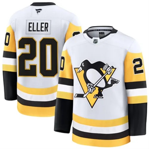 Men's Pittsburgh Penguins Fanatics Lars Eller Authentic 2024-25 Away White Stitched NHL Hockey Jersey