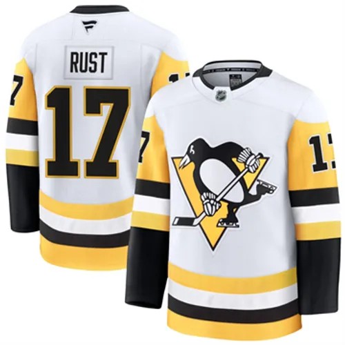 Men's Pittsburgh Penguins Fanatics Bryan Rust Authentic 2024-25 Away White Stitched NHL Hockey Jersey