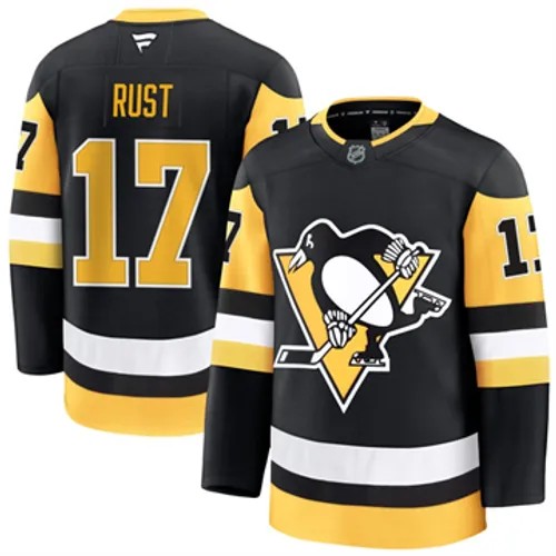 Men's Pittsburgh Penguins Fanatics Bryan Rust Authentic 2024-25 Home Black Stitched NHL Hockey Jersey