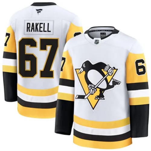 Men's Pittsburgh Penguins Fanatics Rickard Rakell Authentic 2024-25 Away White Stitched NHL Hockey Jersey