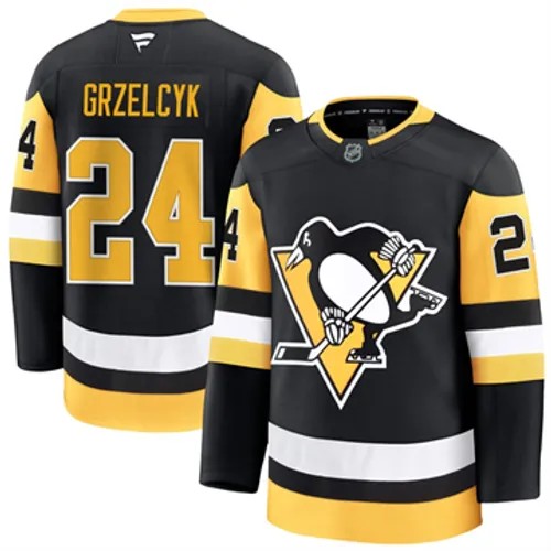 Men's Pittsburgh Penguins Fanatics Matt Grzelcyk Authentic 2024-25 Home Black Stitched NHL Hockey Jersey