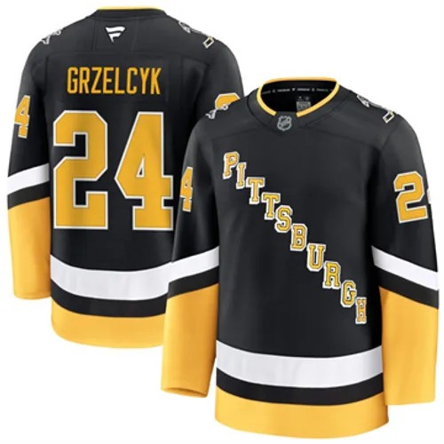 Men's Pittsburgh Penguins Fanatics Matt Grzelcyk Authentic 2024-25 Alternate Black Stitched NHL Hockey Jersey