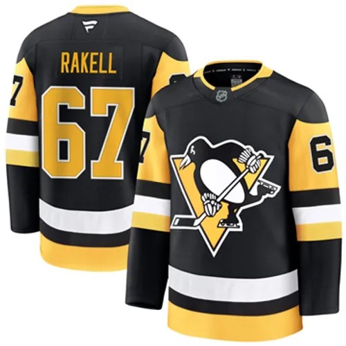 Men's Pittsburgh Penguins Fanatics Rickard Rakell Authentic 2024-25 Home Black Stitched NHL Hockey Jersey