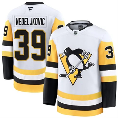 Men's Pittsburgh Penguins Fanatics Alex Nedeljkovic Authentic 2024-25 Away White Stitched NHL Hockey Jersey