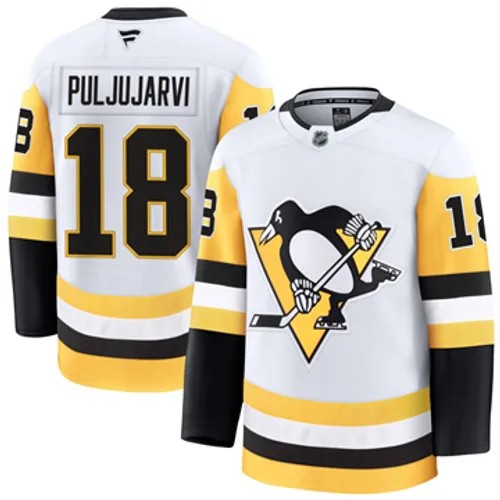 Men's Pittsburgh Penguins Fanatics Jesse Puljujarvi Authentic 2024-25 Away White Stitched NHL Hockey Jersey