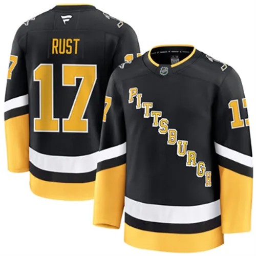 Men's Pittsburgh Penguins Fanatics Bryan Rust Authentic 2024-25 Alternate Black Stitched NHL Hockey Jersey