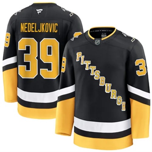 Men's Pittsburgh Penguins Fanatics Alex Nedeljkovic Authentic 2024-25 Alternate Black Stitched NHL Hockey Jersey