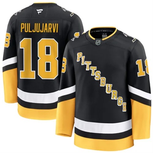 Men's Pittsburgh Penguins Fanatics Jesse Puljujarvi Authentic 2024-25 Alternate Black Stitched NHL Hockey Jersey