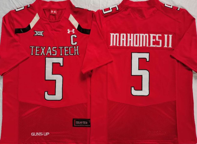 Men's Texas Tech Red Raiders #5 Patrick Mahomes II Under Armour Red Stitched College Football Jersey