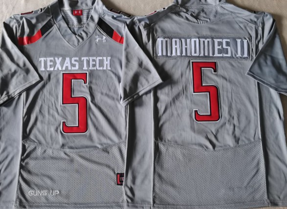 Men's Texas Tech Red Raiders #5 Patrick Mahomes II Under Armour Gray Stitched College Football Jersey