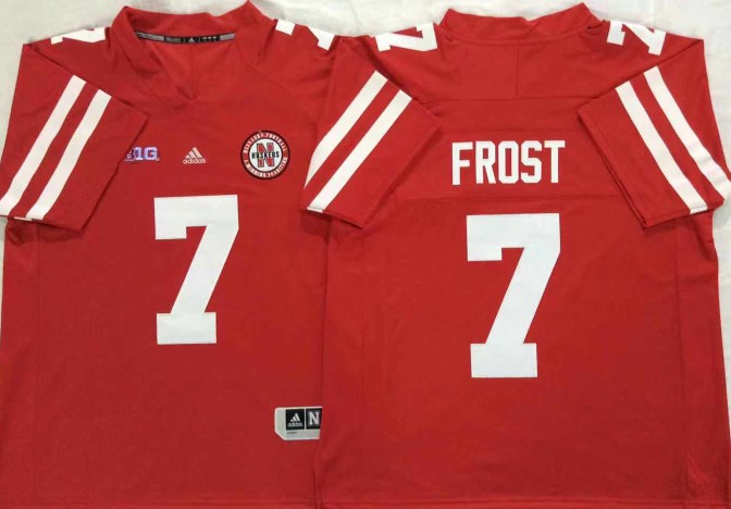 Men's NCAAF Nebraska Cornhuskers #7 Scott Frost Adidas Red Stitched College Football Jersey