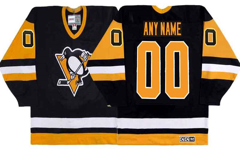 Customized Men's Pittsburgh Penguins Throwback Black CCM NHL Stitched Hockey Jersey