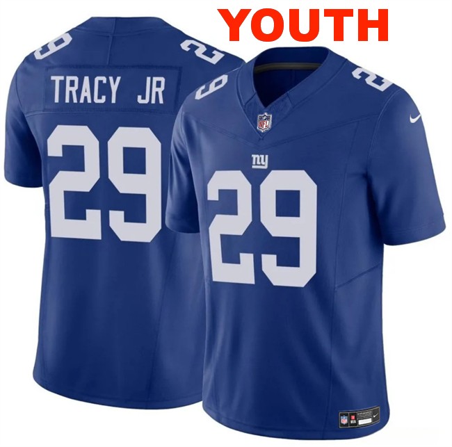 Youth New York Giants #29 Tyrone Tracy Jr Blue 2023 F.U.S.E. Vapor Untouchable Limited Stitched Jersey