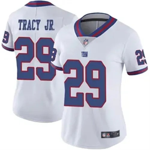 Women's New York Giants #29 Tyrone Tracy Jr. Vapor Limited Color Rush White Nike Stitched NFL Football Jersey