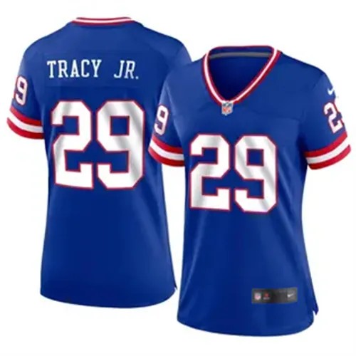 Women's New York Giants #29 Tyrone Tracy Jr. Classic Vapor Limited Royal Nike Stitched NFL Football Jersey