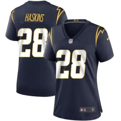 Women's Los Angeles Chargers #28 Hassan Haskins Vapor Limited Alternate Navy Blue Nike Stitched NFL Football Jersey