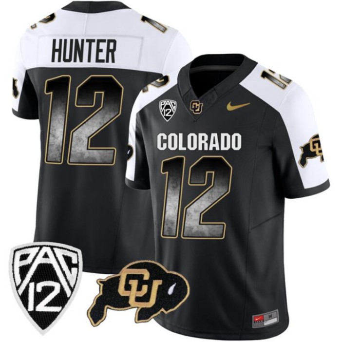 Men's Colorado Buffaloes #12 Travis Hunter Black/White 