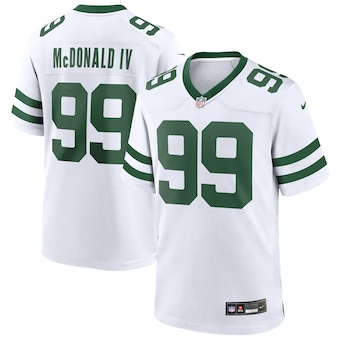 Men's New York Jets #99 Will McDonald IV White Throwback Stitched Game Jersey