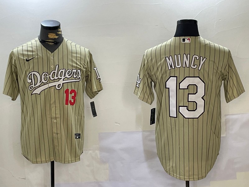 Men's Los Angeles Dodgers #13 Max Muncy Cream Cool Base Stitched Baseball Jerseys