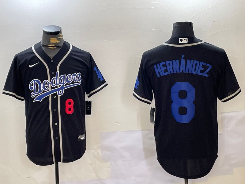 Men's Los Angeles Dodgers #8 Enrique Hernández Black Number Stitched Baseball Jersey