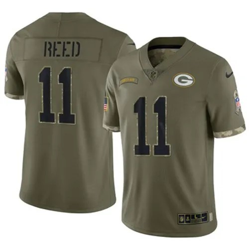 Men's Green Bay Packers Nike #11 Jayden Reed Vapor Limited 2022 Salute to Service Olive Stitched NFL Jersey