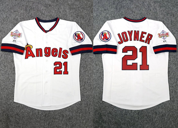 Men's Los Angeles Angels #21 Wally Joyner White 1989 All Star Stitched Home Jersey