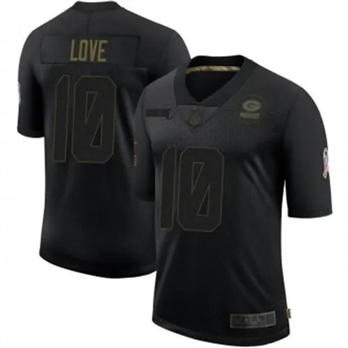 Men's Green Bay Packers Nike #10 Jordan Love Vapor Limited 2020 Salute to Service Black Stitched NFL Jersey