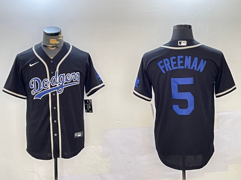 Men's Los Angeles Dodgers #5 Freddie Freeman  Black Cool Base Jerseys