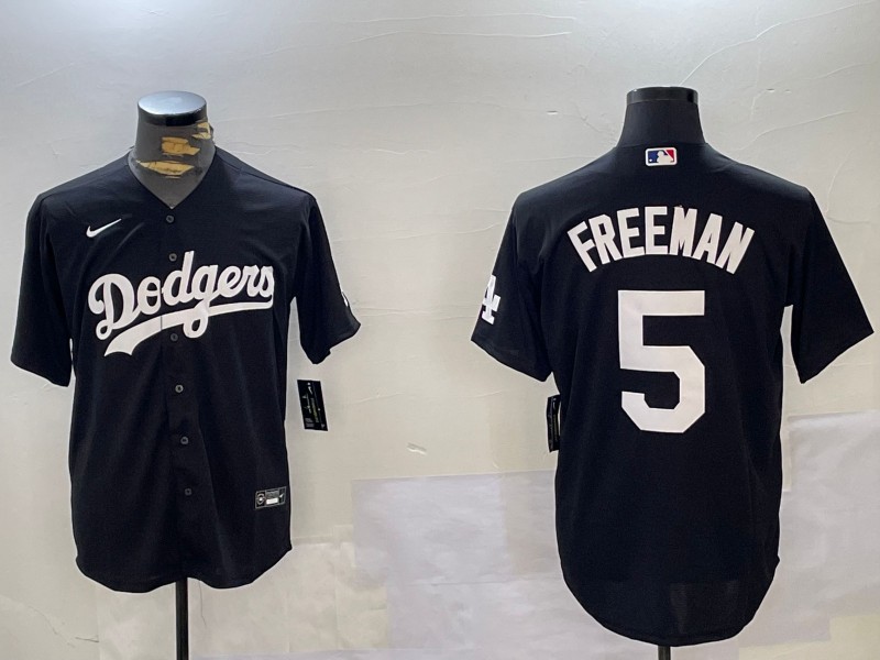 Men's Los Angeles Dodgers #5 Freddie Freeman Black Cool Base Jersey