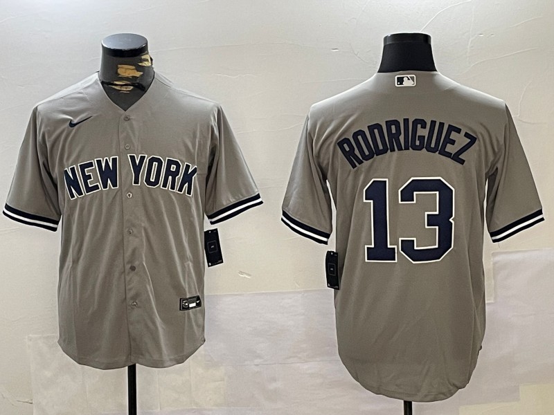 Men's New York Yankees #13 Alex Rodriguez Grey Cool Base Stitched Jersey