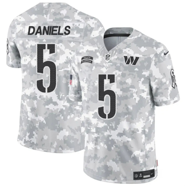 Youth Washington Commanders #5 Jayden Daniels 2024 F.U.S.E Arctic Camo Salute to Service Limited Stitched Football Jersey