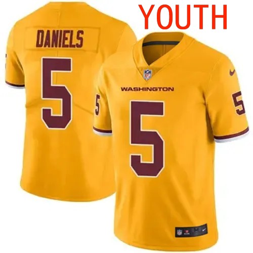 Youth Washington Commanders #5 Jayden Daniels Vapor Limited Color Rush Gold Nike Stitched NFL Jersey