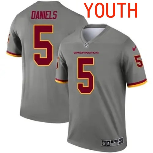 Youth Washington Commanders #5 Jayden Daniels Vapor Limited Inverted Legend Gray Nike Stitched NFL Jersey