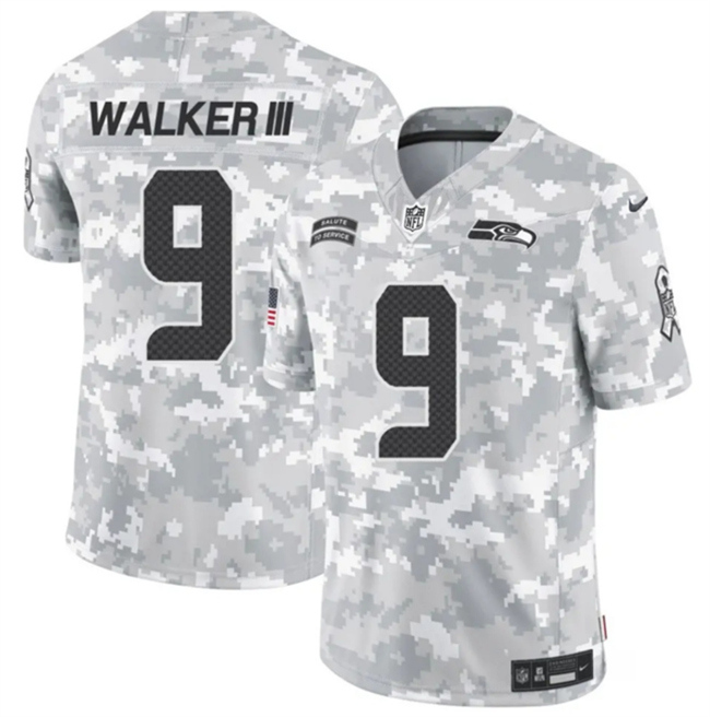 Youth Seattle Seahawks #9 Kenneth Walker III 2024 F.U.S.E Arctic Camo Salute to Service Limited Stitched Football Jersey