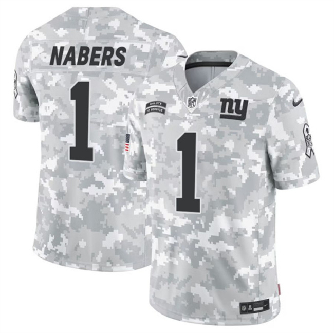 Youth New York Giants #1 Malik Nabers 2024 F.U.S.E Arctic Camo Salute to Service Limited Stitched Football Jersey