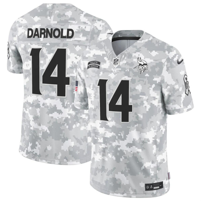 Youth Minnesota Vikings #14 Sam Darnold 2024 F.U.S.E Arctic Camo Salute to Service Limited Stitched Football Jersey