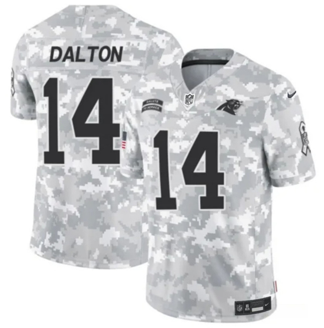 Youth Carolina Panthers #14 Andy Dalton 2024 F.U.S.E Arctic Camo Salute to Service Limited Stitched Football Jersey