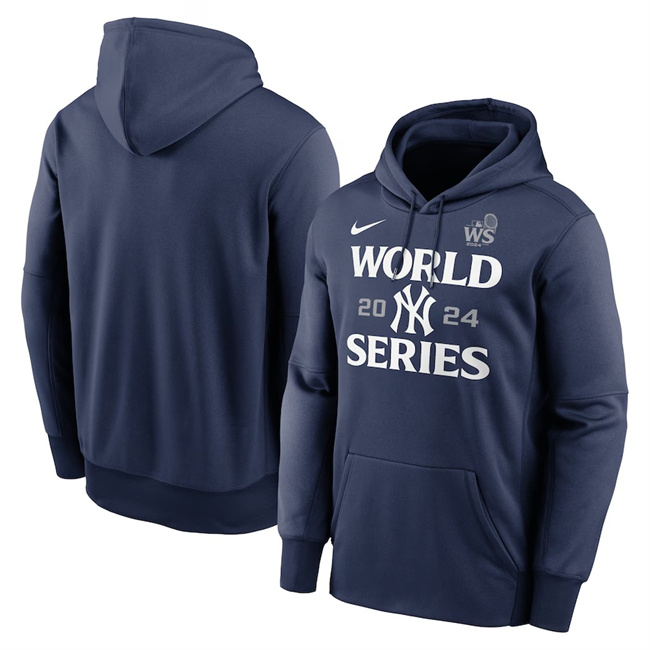 Men's New York Yankees Navy 2024 World Series Collection Therma Pullover Hoodie