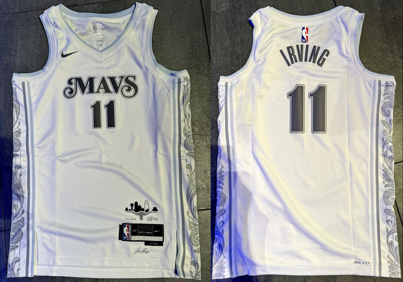 Men's Dallas Mavericks #11 Kyrie Irving White 2024-25 City Edition Stitched Basketball Jersey