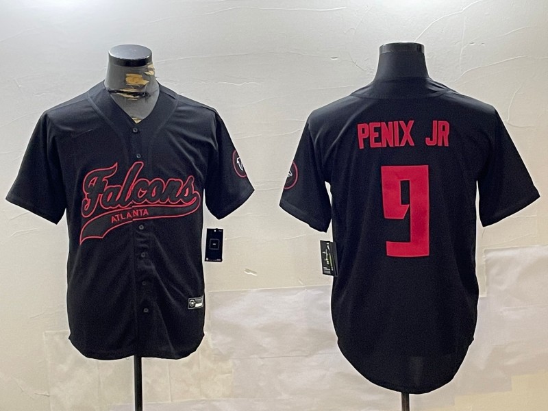 Men's Atlanta Falcons #9 Michael Penix Jr Black Cool Base Stitched Baseball Jersey