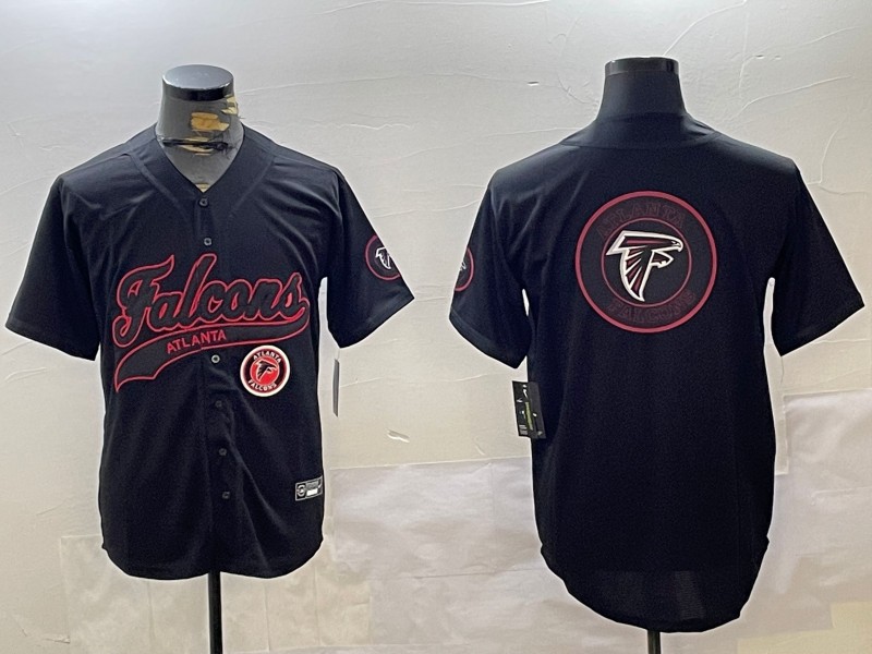 Men's Atlanta Falcons Blank With Big Logo Black Cool Base Baseball Stitched Jerseys