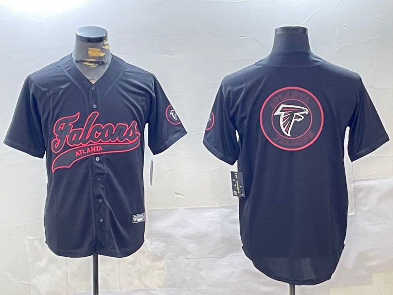 Men's Atlanta Falcons Blank With Big Logo Black Cool Base Baseball Stitched Jersey