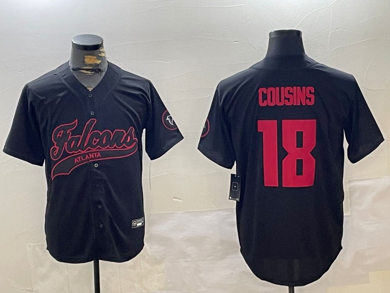 Men's Atlanta Falcons #18 Kirk Cousins Black Cool Base Stitched Baseball Jersey