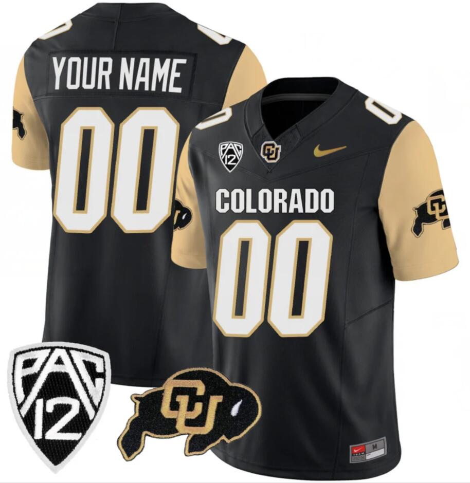 Men's Colorado Buffaloes Active Player Custom Black_Brown 2024 F.U.S.E. With Big 12 XII Patch Stitched Football Jersey