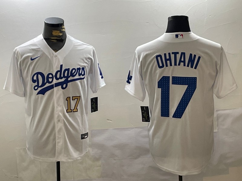 Men's Los Angeles Dodgers #17 Shohei Ohtani Fashion White Cool Base Stitched Baseball Jersey 03