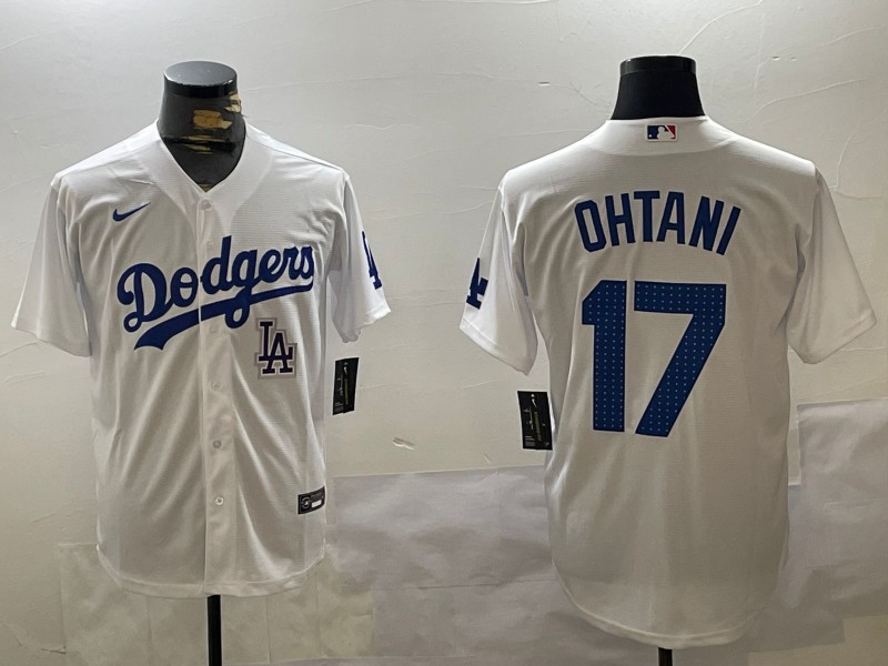 Men's Los Angeles Dodgers #17 Shohei Ohtani Fashion White Cool Base Stitched Baseball Jersey 05