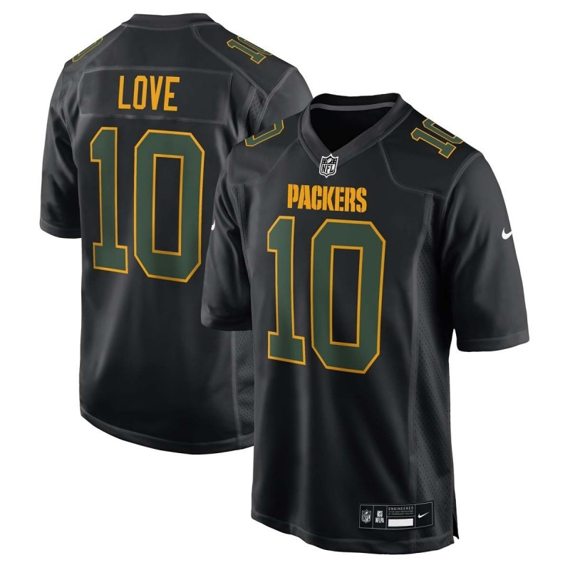 Men's Green Bay Packers #10 Jordan Love Nike Black Fashion Game Jersey