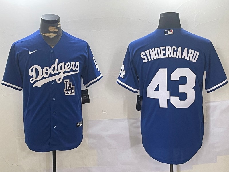 Men's Los Angeles Dodgers #43 Noah Syndergaard LA Blue Nike Cool Base Stitched Baseball Jersey