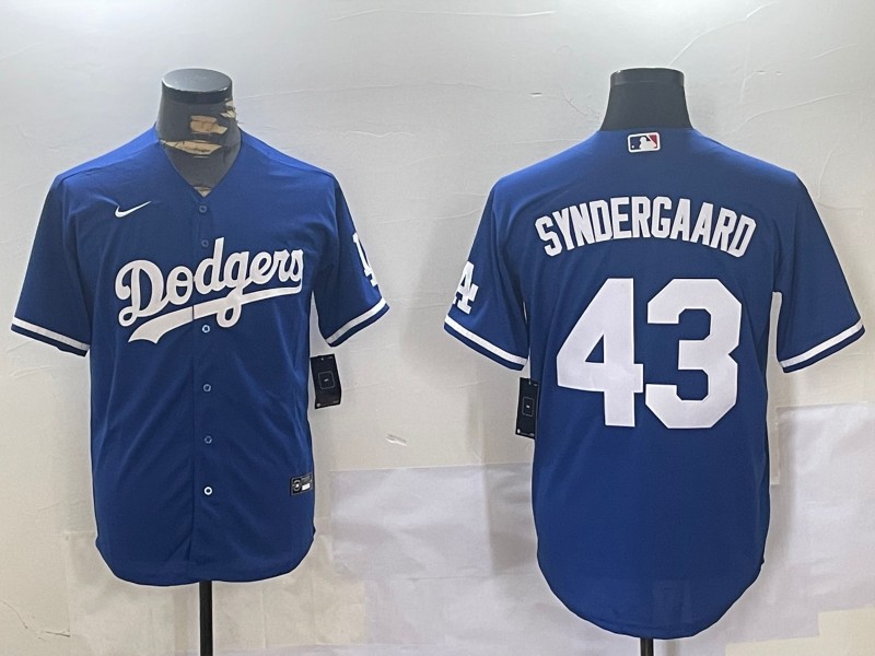 Men's Los Angeles Dodgers #43 Noah Syndergaard Blue Nike Cool Base Stitched Baseball Jersey