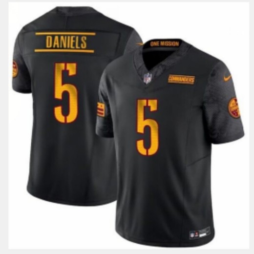 Men's Washington Commanders #5 Jayden Daniels Black 2024 Draft F.U.S.E Vapor Limited Football Stitched Jersey